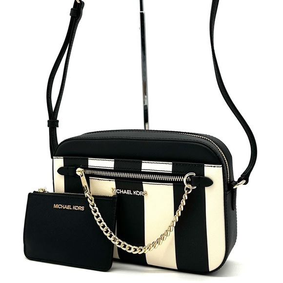 Michael Kors Large EW Zip Chain Xbody Crossbody Bag & SM TZ Coinpouch w/ID Black - Picture 1 of 14